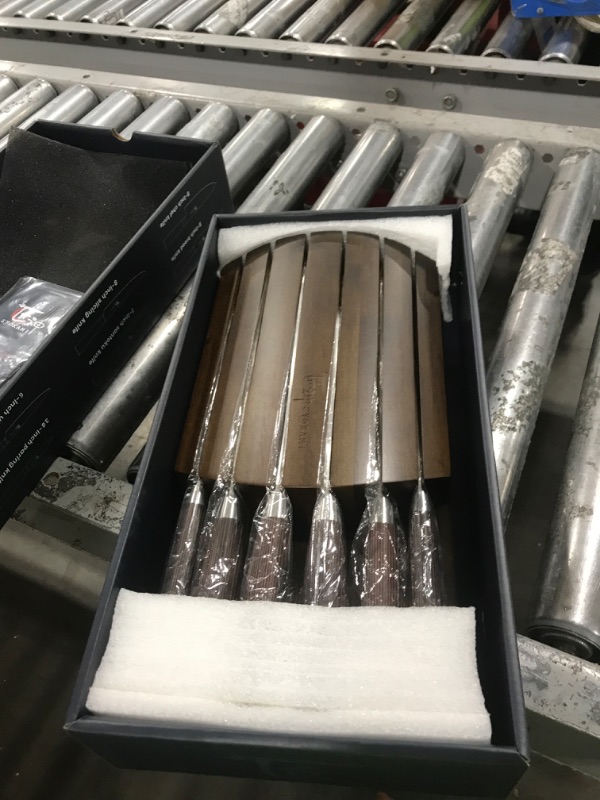 Photo 1 of SYOKAMI Knife Set 7 Piece Japanese Style Kitchen Knife Set With Foldable Magnetic Acacia Wood Block Sharp High Carbon Stainless Steel Knives Set for Kitchen with Anti-slip Handle, Gift for Mom