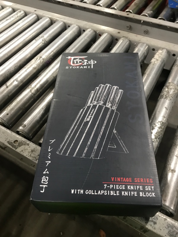 Photo 1 of SYOKAMI Knife Set 7 Piece Japanese Style Kitchen Knife Set With Foldable Magnetic Acacia Wood Block Sharp High Carbon Stainless Steel Knives Set for Kitchen with Anti-slip Handle, Gift for Mom