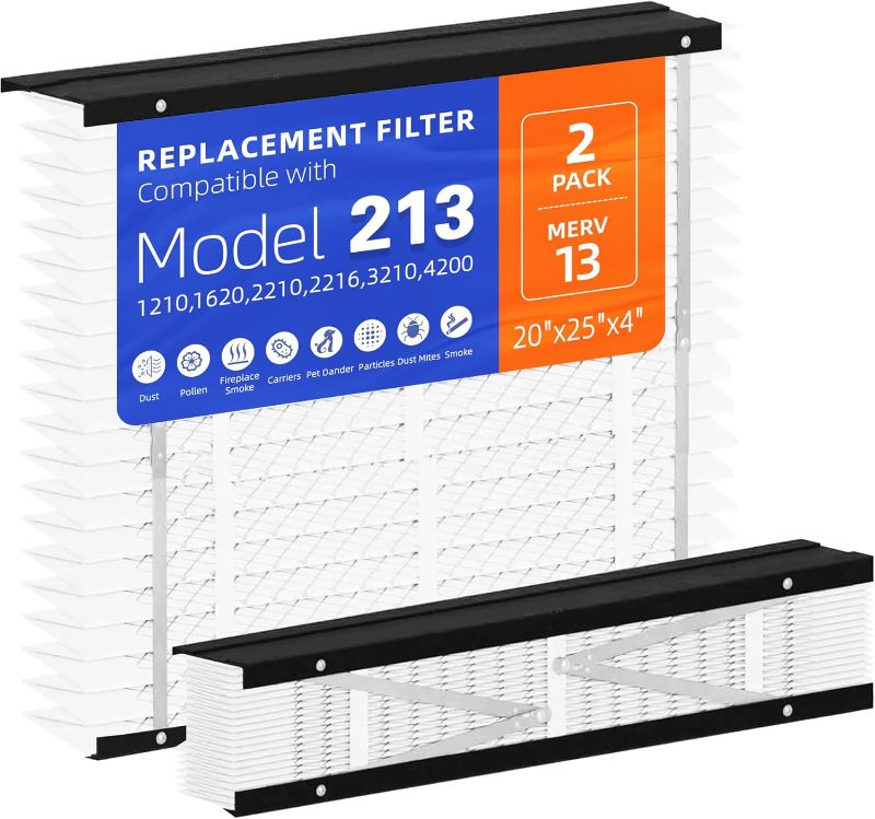 Photo 1 of 2 Pack 213 Replacement Filter,Compatible with AprilAire 213 Whole House Air Purifiers Models,1210,1620,2210,2216,3210,4200,MERV 13 HVAC Furnace Filter Replacement,20x25x4 Air Filter
