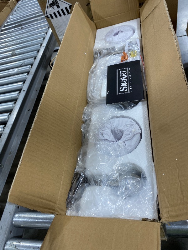 Photo 1 of SOLFART Brushed Nickel Bathroom Light Fixtures, 3-Light Modern Vanity Light Over Mirror, Wall Sconces with Milky White Frosted Glass Shades, E26 Socket (Bulbs Not Included)