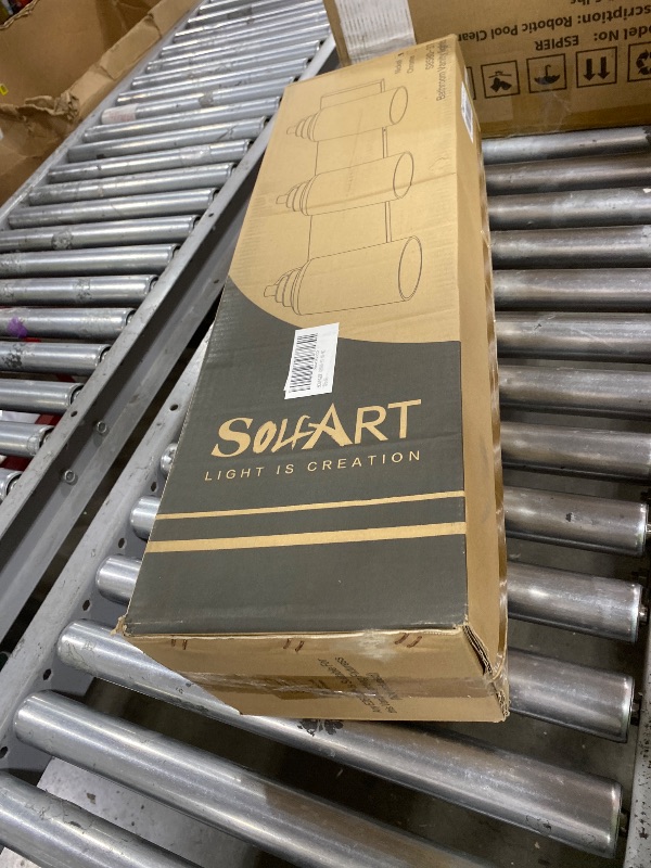 Photo 1 of SOLFART Brushed Nickel Bathroom Light Fixtures, 3-Light Modern Vanity Light Over Mirror, Wall Sconces with Milky White Frosted Glass Shades, E26 Socket (Bulbs Not Included)