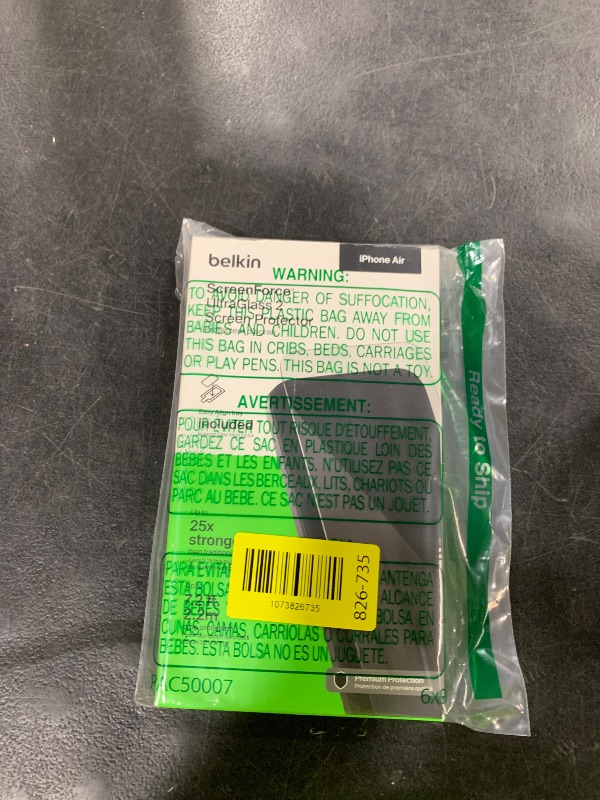 Photo 1 of Belkin ScreenForce UltraGlass 2 Screen Protector for iPhone Air, 25X Stronger Glass, Scratch-Resistant & Impact Protection, Easy Align Tray for Bubble-Free Application, Made with Recycled Glass