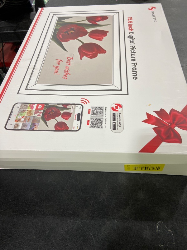 Photo 1 of BIGASUO Digital Picture Frame 15.6" Frameo 64GB Large WiFi Electronic Photo Frames 1920x1080 IPS FHD Touch Screen Share Moments Instantly Anywhere Best Gifts for Parents and Grandparents Solid Walnut