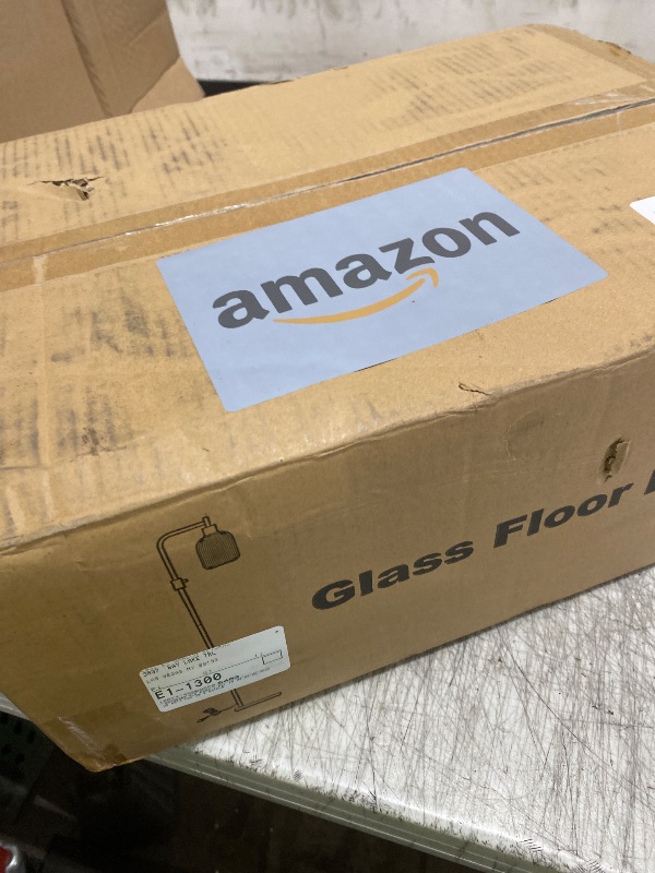 Photo 1 of ?Upgraded? Dimmable Glass Floor Lamp for Living Room, Modern Gold Standing Lamp with Green Ribbed Glass Lampshade & Knob Dimmer, Arc Tall Lamp for Bedroom Office Reading Room, 2700K Led Bulb Included