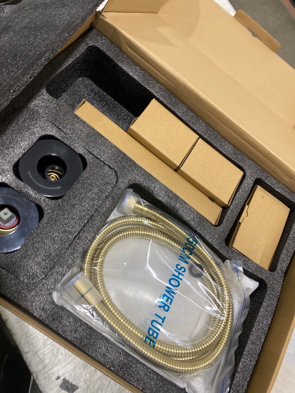 Photo 1 of Romcebath Rain Shower System With Complete 4 Pcs Body Sprays Jets And Pressured Balance Rough-in Valve,12Inch Rainfall Shower Head And Handheld, Modern Brushed Gold Ceiling Mount Shower Faucet Sets