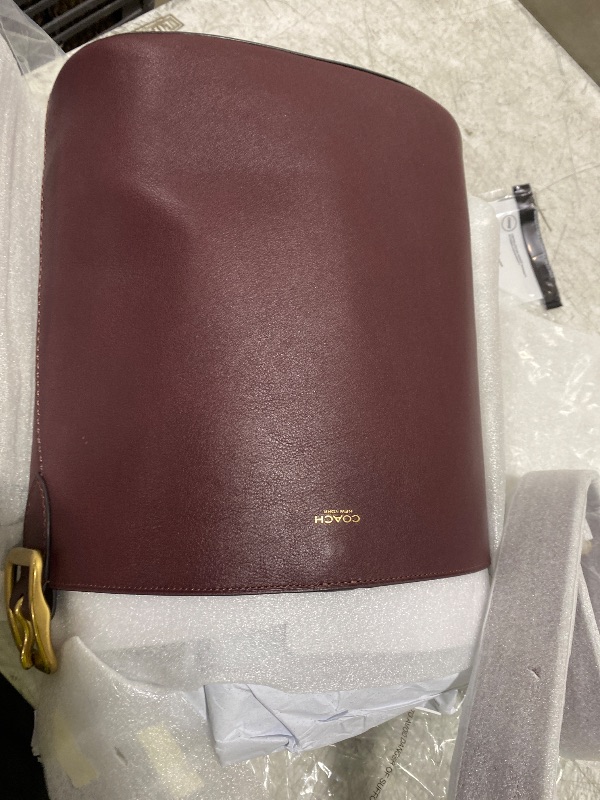 Photo 1 of COACH Natural Grain Leather Bleecker Bucket Bag, B4/Merlot