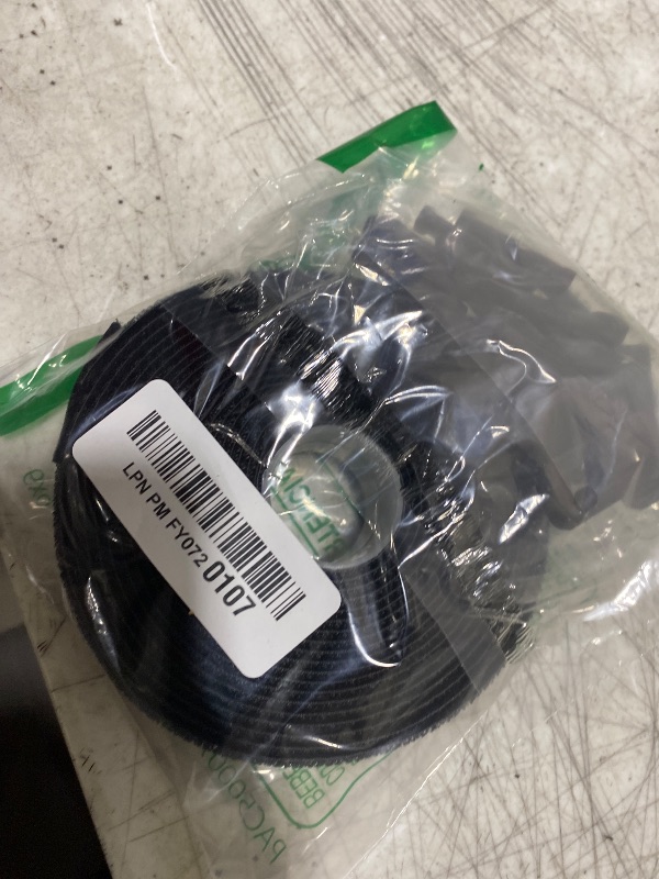 Photo 1 of 1" x16Ft Hook and Loop Straps with 25 Plastic Buckles, Adjustable Fastening Cable Straps, Free Cut Length, Reusable Nylon Cable Ties for Organizer or Storage, Black