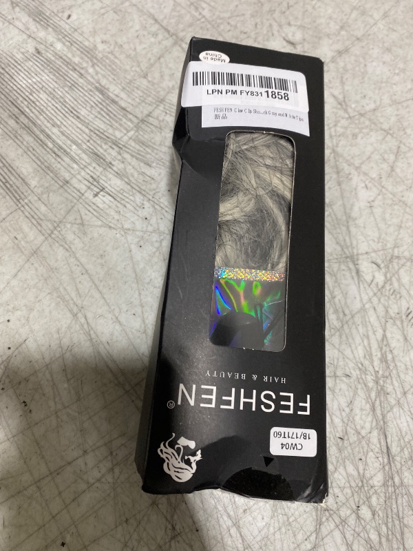 Photo 1 of FESHFEN Claw Clip Short Ponytail Extensions - DIY Bendable Metals Fluffy Messy Bun Hair Piece Straight Synthetic Hairpieces Ponytail Extension for Women, Black Gray and White Tips