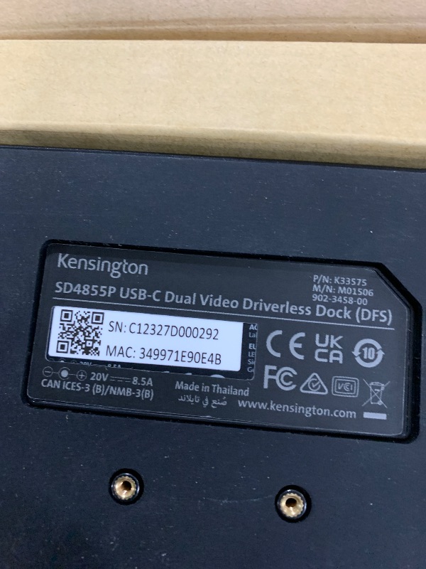 Photo 1 of Kensington SD4855P USB-C Dual Display Docking Station (DFS),100W PD - DP++/HDMI (K33575NA)