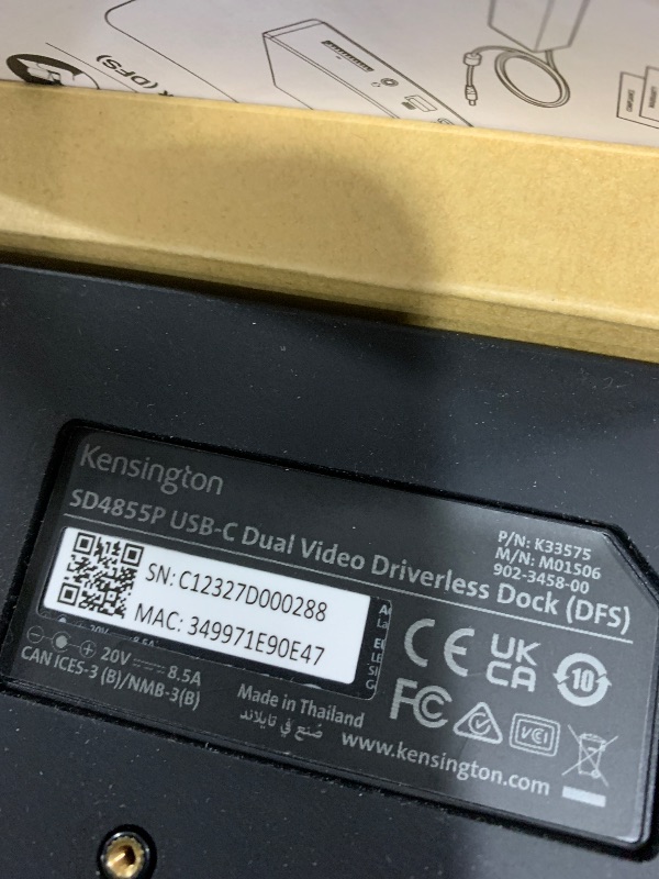 Photo 1 of Kensington SD4855P USB-C Dual Display Docking Station (DFS),100W PD - DP++/HDMI (K33575NA)