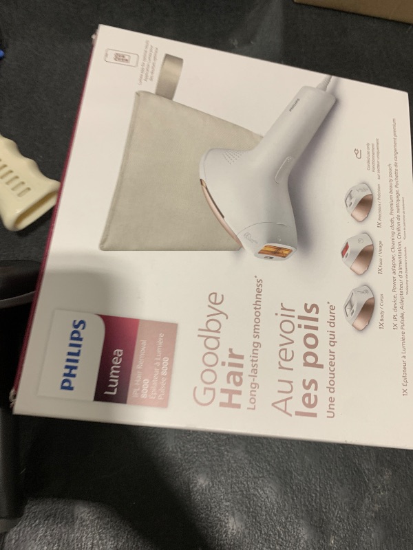 Photo 1 of Philips Lumea 8000 Series IPL Hair Removal Device, Permanent Laser Hair Reduction for Women & Men, Easy and Comfortable Use at Home, SenseIQ, 3 Attachments for Body, Face, Intimate, BRI937/03