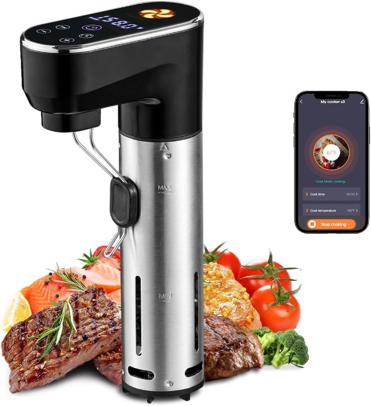 Photo 1 of 1300W Sous Vide Cooker,WIFI Sous Vide Machines,Immersion Circulator,Precision Cooker,Recipes,Accurate Temperature and Time Control,IPX7 Waterproof,Ultra Quiet,Fast Heating,APP Recipes Timer