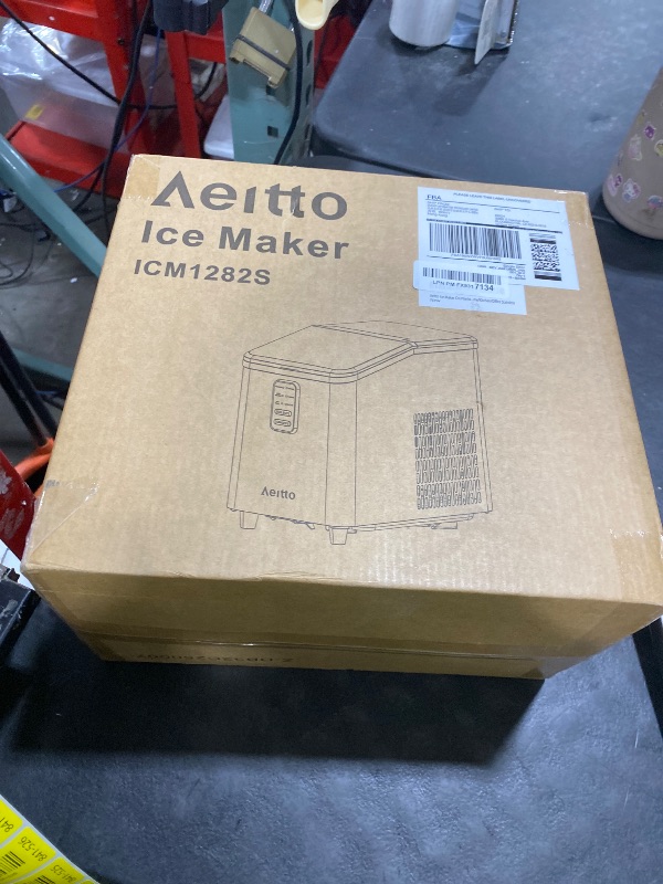 Photo 1 of Aeitto Ice Maker Countertop 26lbs/24H, Ice Machine 8 Ice Cubes Ready in 6 Mins, 2 Sizes of Bullet Ice Portable Ice Makers with Basket & Scoop, Auto Self-Cleaning for Home/Kitchen/Office Stainless