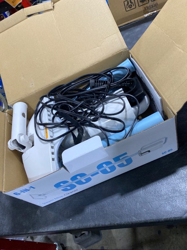 Photo 1 of Steam Cleaner, 6 in1 Rotated Steam Mop Cleaner with 2 Modes, 2 Microfiber Pads, 400ML Removable Tank, 23FT Power Cable, Detachable Steam Mops for Floor, Laminate Floor, Tiles Cleaning (Azure)