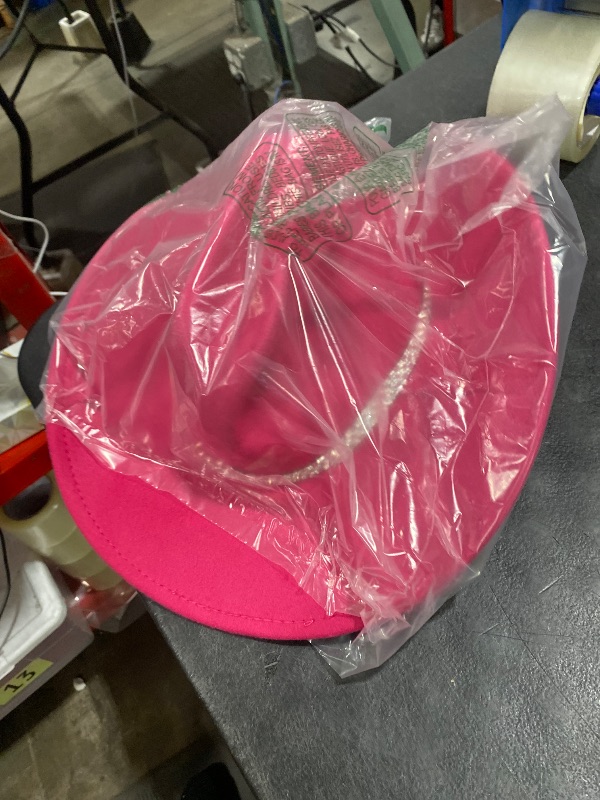 Photo 1 of ONECOS 3Pcs Rhinestone Cowboy Hat for Women with Bandana, Heart Sunglasses set, Wide Brim Cowgirl Hat for Western Disco Party (Hot Pink, Medium)