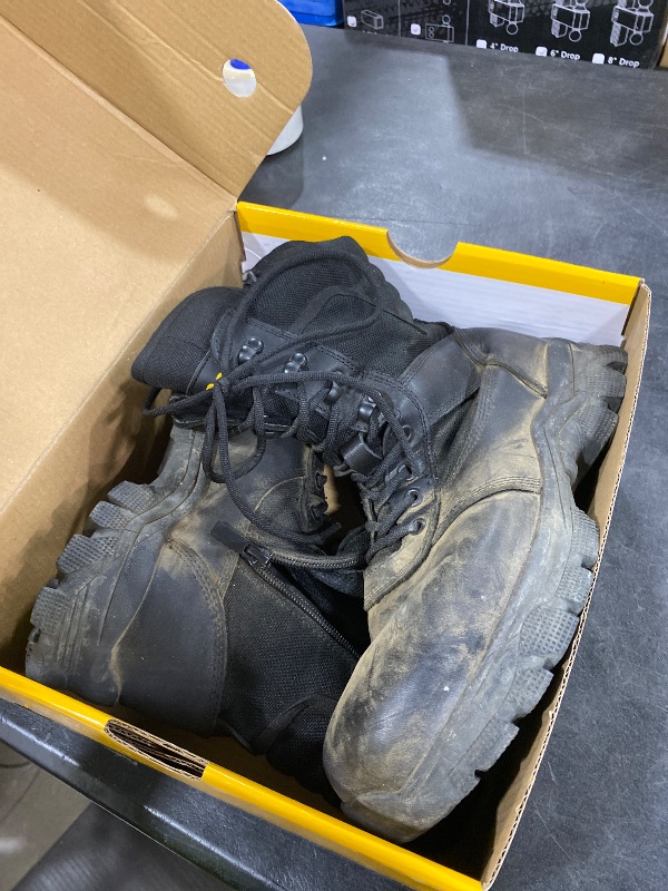 Photo 1 of DahWe Men's Tactical Boots with Steel Toe Side Zipper 8 inch Lightweight Comfortable for Military Combat Hiking Logger Riding Motorcycle Law Enforcement Police/8" Black US 8.5