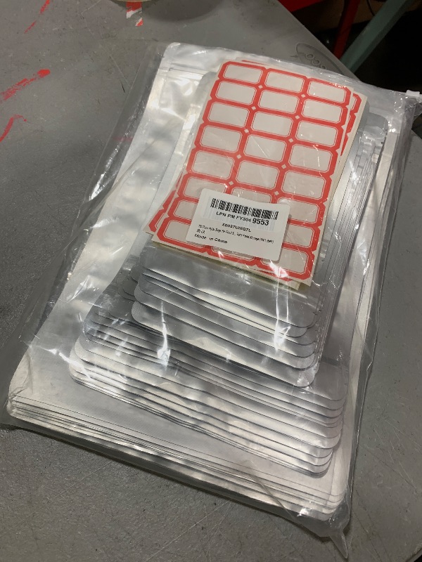View 2 of 100 Pack Mylar Bags for Food Storage with Oxygen Absorbers, 1 Gallon 9.4 Mil 10"x14", 7"x10", 5"x7" Stand-Up Zipper Pouches Resealable Mylar Bags for Long Term Food Storage (144 Labels)