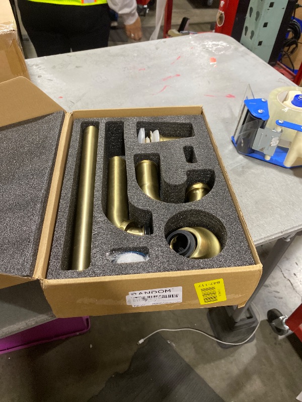 Photo 1 of RANDOM Brass P Trap with Bathroom Sink Stopper Kit With Overflow,Brushed Gold U-Shape 1-1/4 inch Sink Trap with 11.6? Slip Joint Extension Tube,Adjustable Height Sink Waste Drain Bottle P-Trap Kit