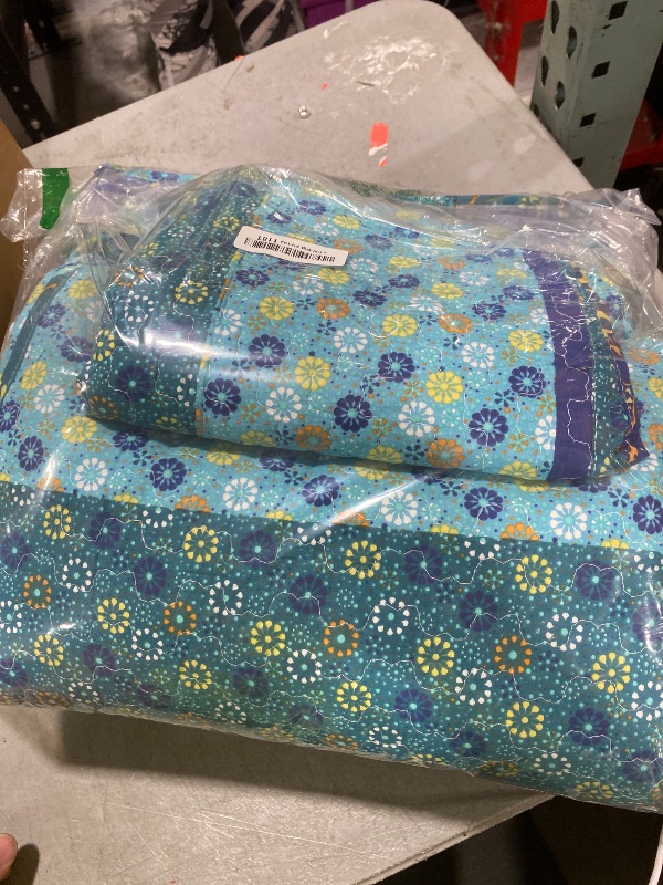 Photo 1 of Lush Decor Royal Empire Reversible Cotton Quilt Set, 3 Piece Set King, Peacock - Striped Bedding Set - Floral Quilt King Size - Blue Bedding - Boho Decor