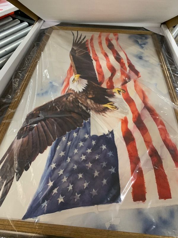 Photo 1 of TAR TAR STUDIO American Eagle Canvas Wall Art: Small American Flag Artwork for Men Patriotic Motivational Decor for Bedroom Boys Room 11x16