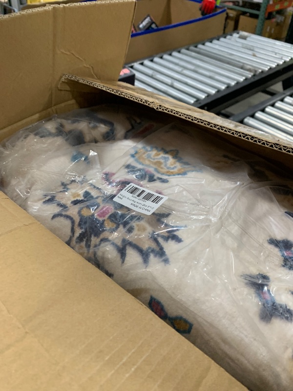 Photo 1 of Hargiis Area Rug, 8x10 Ft, Steel Blue, Floral Pattern, Non-Slip, Low Pile, Indoor, Multipurpose