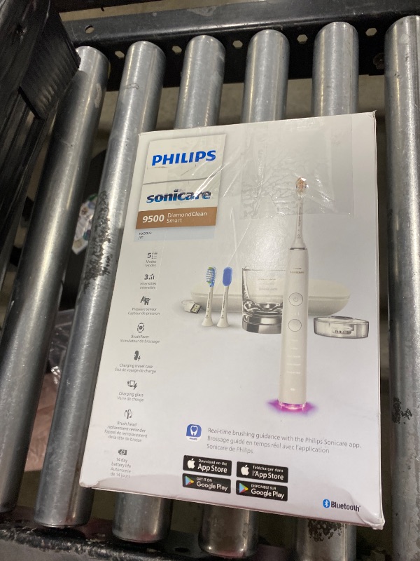 Photo 1 of Philips Sonicare DiamondClean Smart 9500 Electric Toothbrush, Sonic Toothbrush with App, Pressure Sensor, Brush Head Detection, 5 Brushing Modes and 3 Intensity Levels, White, Model HX9923/01