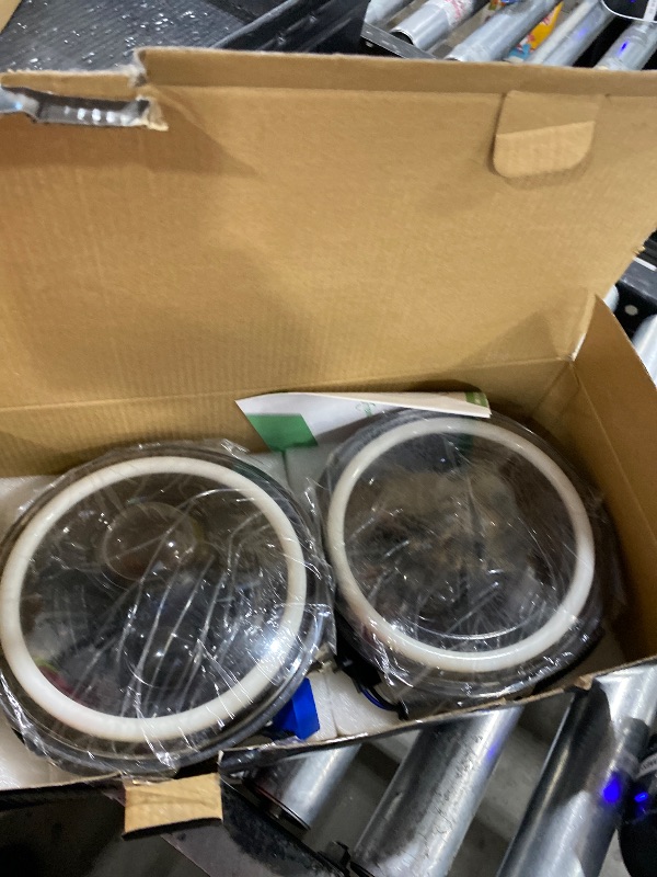 Photo 1 of MGLLIGHT 7 Inch Halo LED Headlight with Green DRL Amber Turn Signal Light DOT Approved 7 inch led headlight Compatible with Wrangler Halo Headlights JK TJ LJ CJ, Green Halo