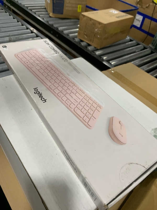 Photo 1 of Logitech MK470 Slim Wireless Keyboard and Mouse Combo - Modern Compact Layout, Ultra Quiet, 2.4 GHz USB Receiver, Plug n' Play Connectivity, Compatible with Windows - Rose