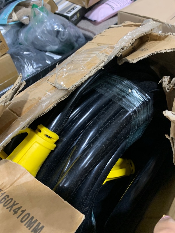 Photo 1 of POWGRN NEMA 14-50P to NEMA 14-50R 50 Amp RV/EV Extension Cord 100 FT Outdoor with Grip Handle, Flexible Heavy Duty RV Power Cord Waterproof, 50A 125/250V 6250/12500W STW, Black-Yellow, ETL Listed