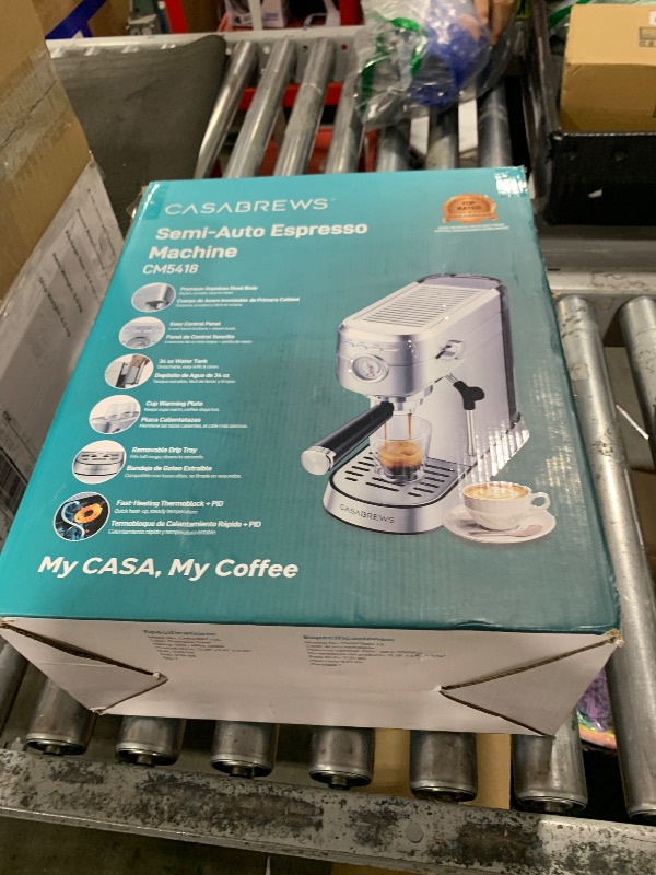 Photo 1 of CASABREWS CM5418 Espresso Machine 20 Bar, Compact Espresso Maker with Steam Milk Frother, Stainless Steel Coffee Machine with 34oz Removable Water Tank for Cappuccino, Small Latte Machine, Silver