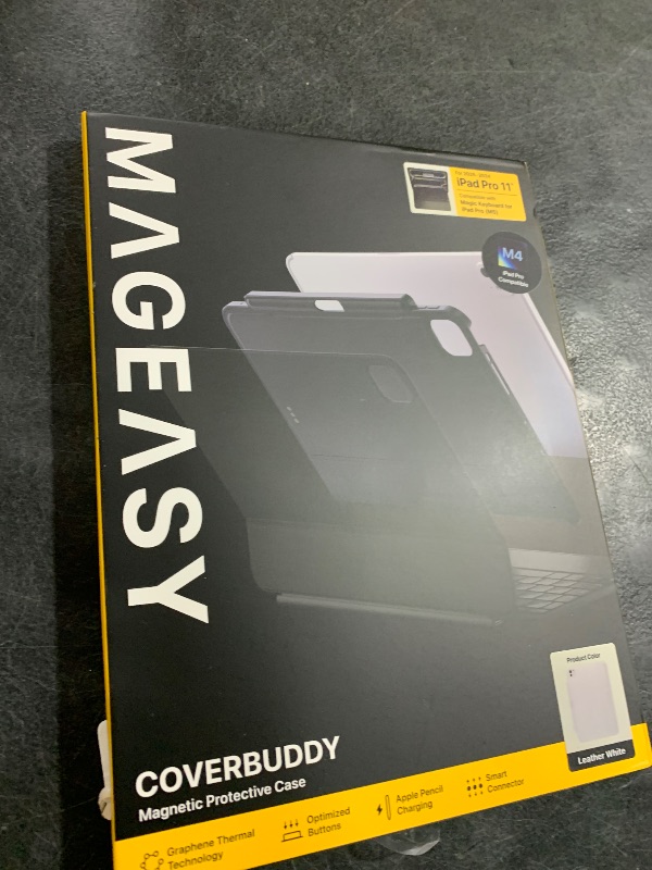 Photo 1 of MAGEASY CoverBuddy Magic Keyboard Compatible Case for iPad Pro 11” (M5 2025 / M4 2024, 6th/5th Gen) iPad Case fits Magic Keyboard for 11 inch iPad Pro with Built-in Pencil Holder (Leather White 5.05)