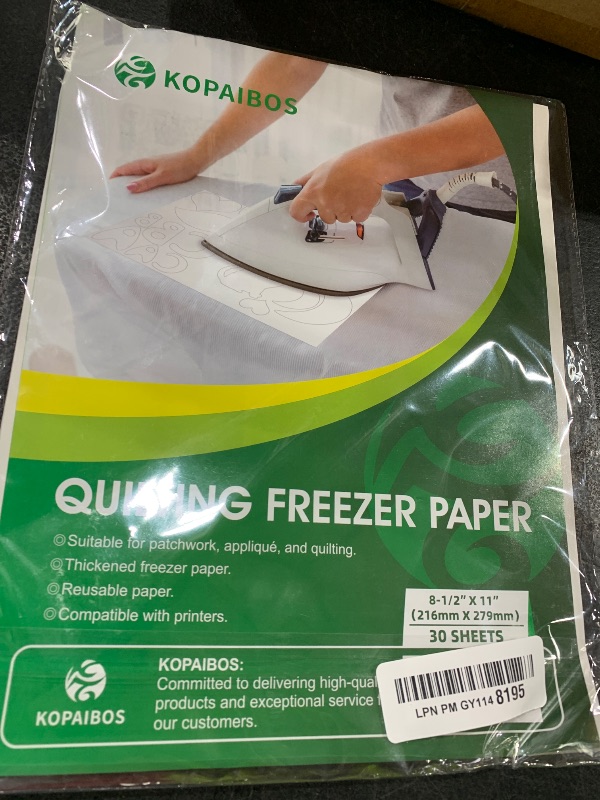 Photo 1 of KOPAIBOS Freezer Paper Sheets for Quilting & Crafts - 8.5x11 Inches, 30 Sheets - Heavy Duty, Laser & Inkjet Printable Wax Paper for Quilters, Applique & Sewing Projects