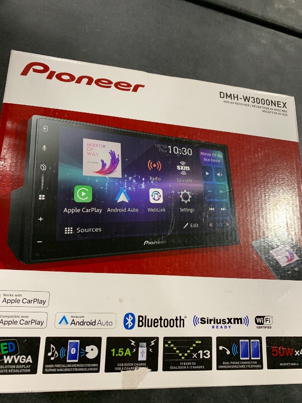 Photo 1 of Pioneer DMH-W3000NEX 6.8" Double Din Multimedia Digital Media Receiver, Wireless Apple CarPlay and Android Auto, Bluetooth, Backup Camera Compatible, Touchscreen, One Touch Navigation