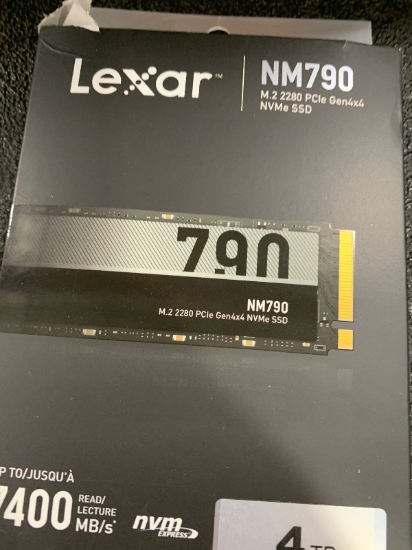 Photo 1 of Lexar 4TB NM790 SSD PCIe Gen4 NVMe M.2 2280 Internal Solid State Drive, Up to 7400/6500 MB/s Read/Write, Compatible with PS5, for Gamers and Creators, Black (LNM790X004T-RNNNU)