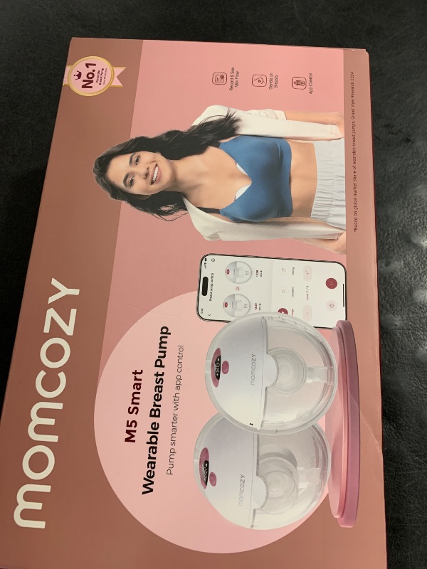 Photo 1 of Momcozy M5 Smart APP Controlled Wearable Breast Pump, Hands-Free Wireless Electric Pump, 3 Modes 9 Suction Levels, BPA-Free, Portable Lightweight, 24mm Flange, 2-Pack Cozy Red