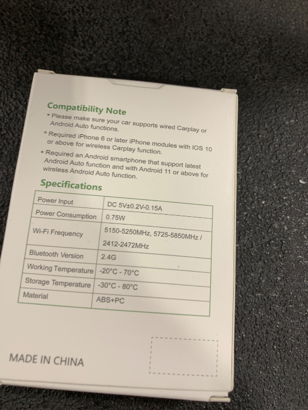 Photo 1 of ysowyne CarPlay Wireless Adapter for Android Plug and Play,Mini USB Design