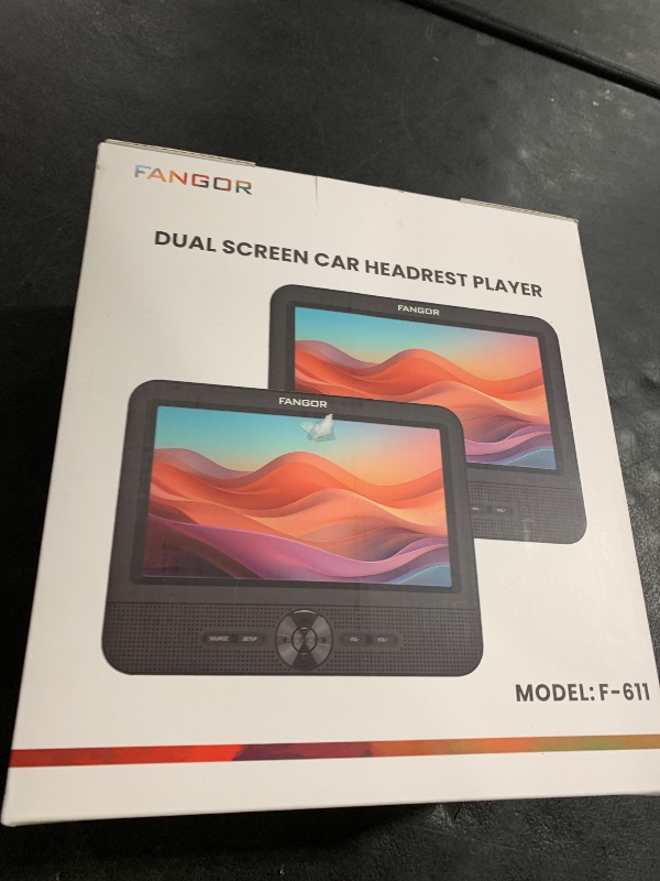 Photo 1 of FANGOR 7.5 Inch Dual Car DVD Player, Portable Headrest Video Player for Car with 5 Hours Rechargeable Battery, Last Memory, AV Out/in, Support USB/SD/Sync TV, All Regions (1 Player+1 LCD Screen)