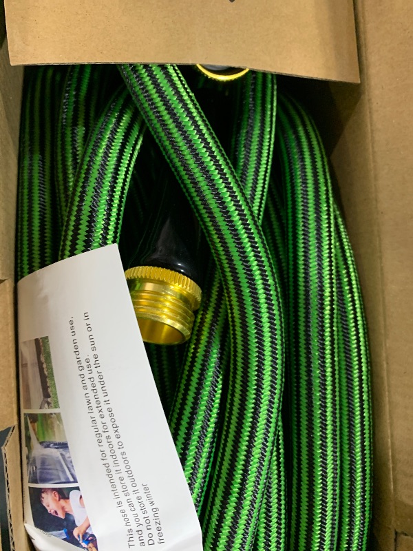 Photo 1 of Watato Garden Hose 100FT Non-Expandable Water Hose Flexible Kink-Free Lightweight Leak-Proof Sturdy Outdoor Hose Water Pipe for Garden Yard Lawn Camper 3/4 Inch Solid Brass Fittings with Spray Nozzle