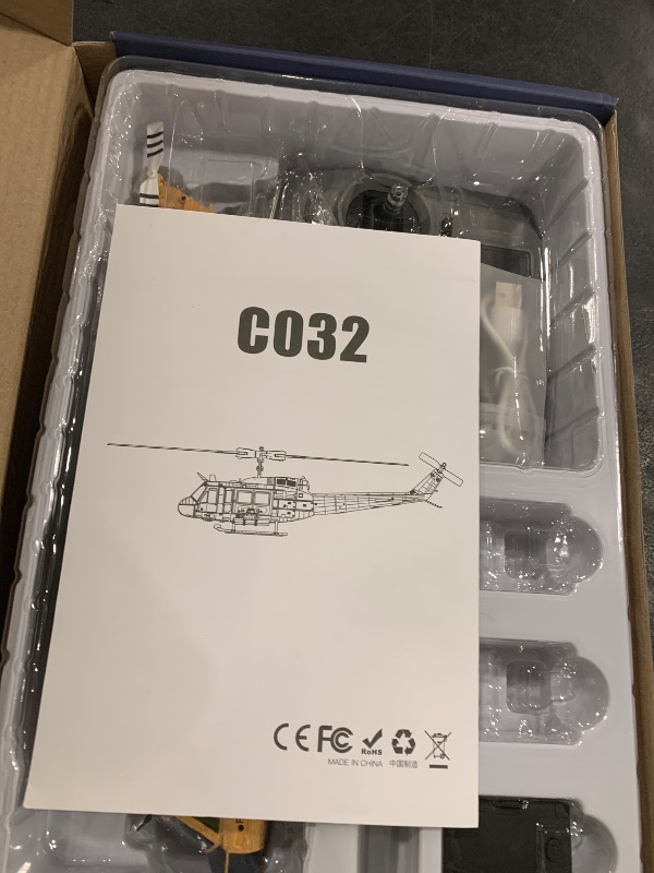 Photo 1 of NBJIALIN RC ERA C032 UH-1 Huey Helicopter - Remote Control Helicopters for Adult, 1/48 Sacle 2.4G 6CH Gyro Stabilized Aircraft with Altitude Hold & Optical Flow,3D Stunt Drone (Yellow)