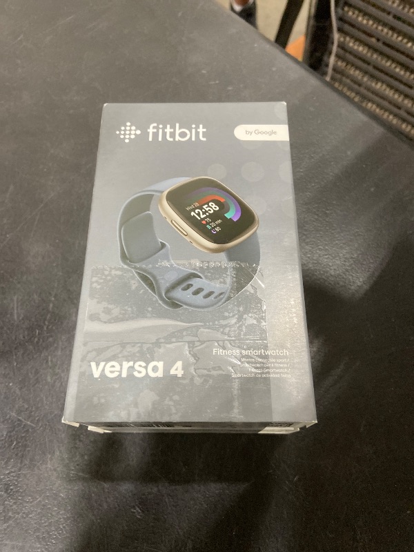 Photo 1 of Fitbit Versa 4 Fitness Smartwatch with Daily Readiness, GPS, 24/7 Heart Rate, 40+ Exercise Modes, Sleep Tracking and more, Waterfall Blue/Platinum, One Size (S & L Bands Included)