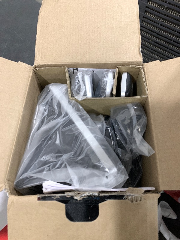 Photo 1 of Panasonic Cordless Phone with Advanced Call Block, Link2Cell Bluetooth, One-Ring Scam Alert, and 2-Way Recording, Phone with Answering Machine, 3 Handsets - KX-TGF973B (Black/Silver Trim)