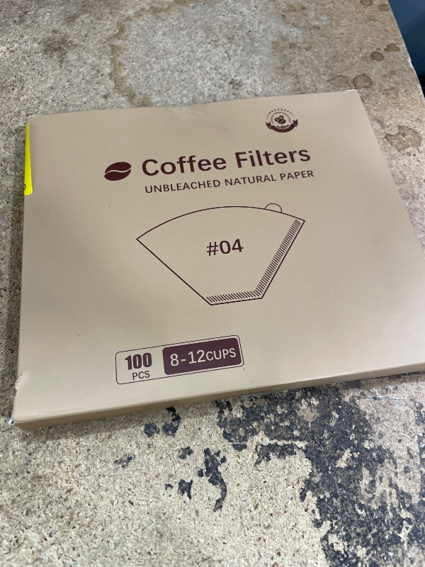 Photo 1 of #4 Coffee Filters 04 Cone Paper 100 Count 8-12 Cups Coffee Filter Unbleached Disposable Paper Fits for Ninja, Drip and Pour Over Coffee Maker