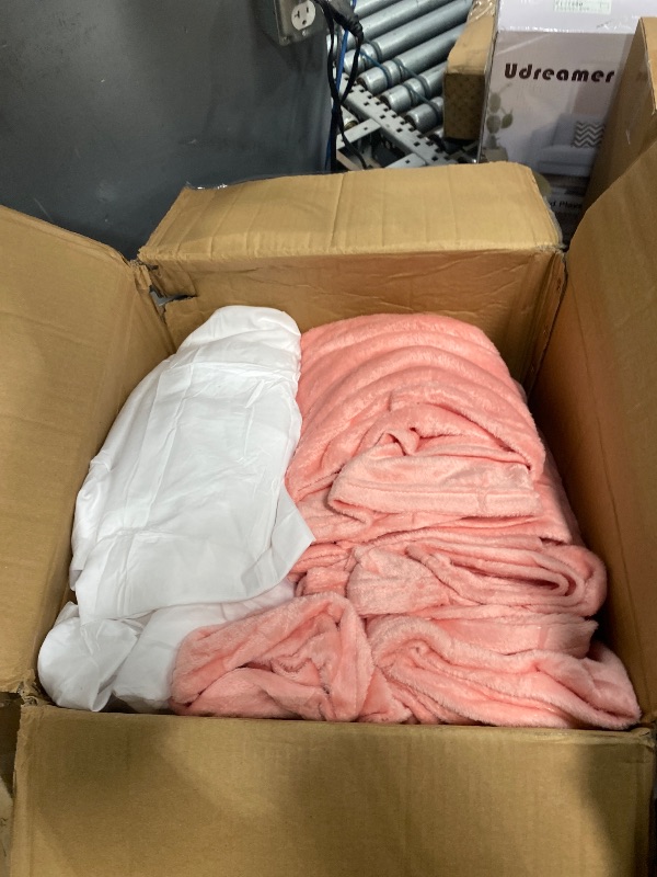 Photo 1 of *** PARTIAL SET *** SmoothNovelty 12 Pieces Sleepover Party Supplies Include Soft Throw Blankets and Mattress Sheet(Sheet Only) Pad Covers for Spa Sleepover Slumber Birthday Party Favors (White and Pink)