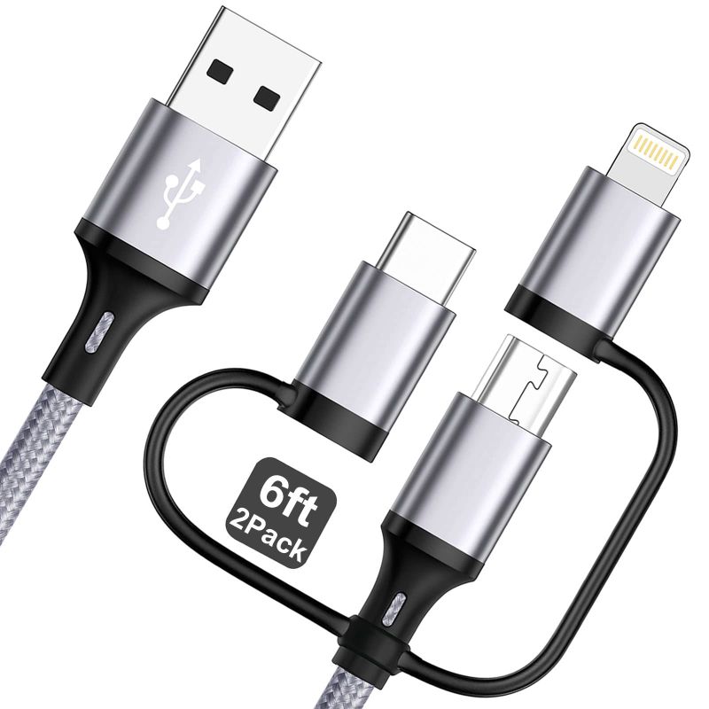 Photo 1 of ***BUNDLE ITEM *** 2 ITEMS***********
Multi Charging Cable [6ft 2Pack] 3 in 1 USB Charger Cable Nylon Braided Fast Charging Cords Chargers for Multiple Devices with Lightning/Type C/Micro USB/iPhone/iPads/Samsung Galaxy/Ps/Tablets &More
**BUNDLE ITEM***
V