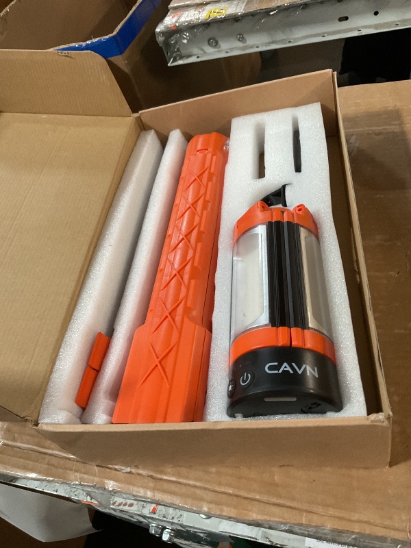 Photo 1 of ***MISSING PARTS***
CAVN Rechargeable Camping Lights with Remote & Detachable Tripod Max Height 6.7 ft, Portable Work Light with 3 LED Lamp Heads, Camping Essentials Gear Emergency Flashlight with Hook, Orange