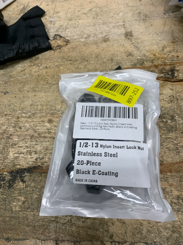 Photo 1 of 1/2-13 Lock Nut, Nylon Insert Hex Locknuts Locking Hex Nuts, Black e-Coating Stainless Steel, 20-Pack