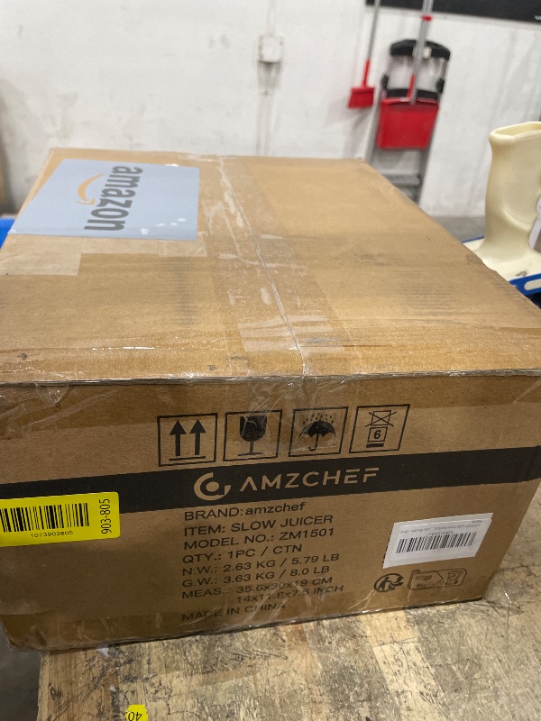 Photo 1 of **ITEMS FACTORY SEALED** AMZCHEF Cold Press Masticating Juicer Machine - 90% Yield Reverse System, Quiet Motor for Home & Breakfast, 3-Step Clean with Brush, Includes 50+ Juice Recipes, Silver Grey