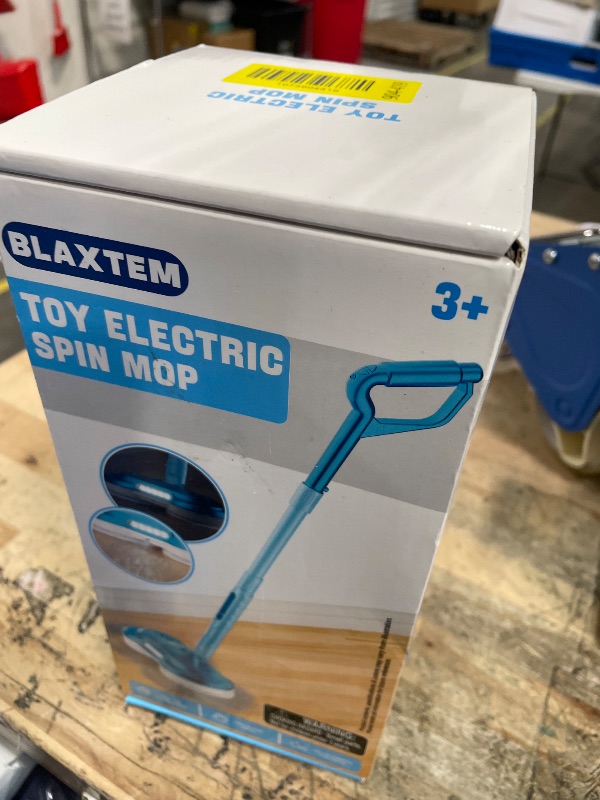 Photo 1 of **FACTORY SEALED** BLAXTEM Kids Electric Spray Spin Mop Toy, Rechargeable Cordless Electric Mop W/ LED Headlight & Water Sprayer for Children Boys & Girls, Cleaning Toy for Pretend Play (Light Blue)