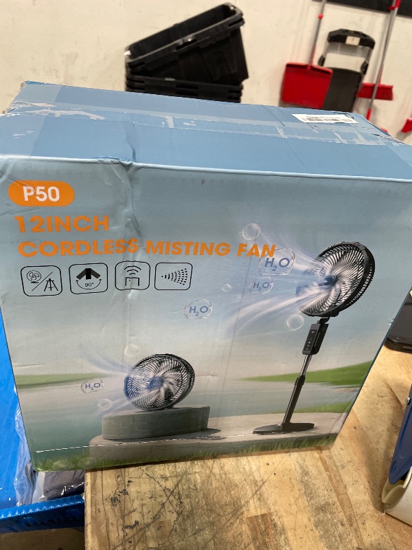 Photo 1 of **FACTORY SEALED** Outdoor Misting Fan, 12-Inch 20000mAh Outside Water Cooling Fan for Patios Bedroom, 2 In 1 Portable Standing & Tabletop Oscillating Fans with Mister Kit, Mist Fans with Remote/Spray/7 Gear/Timer