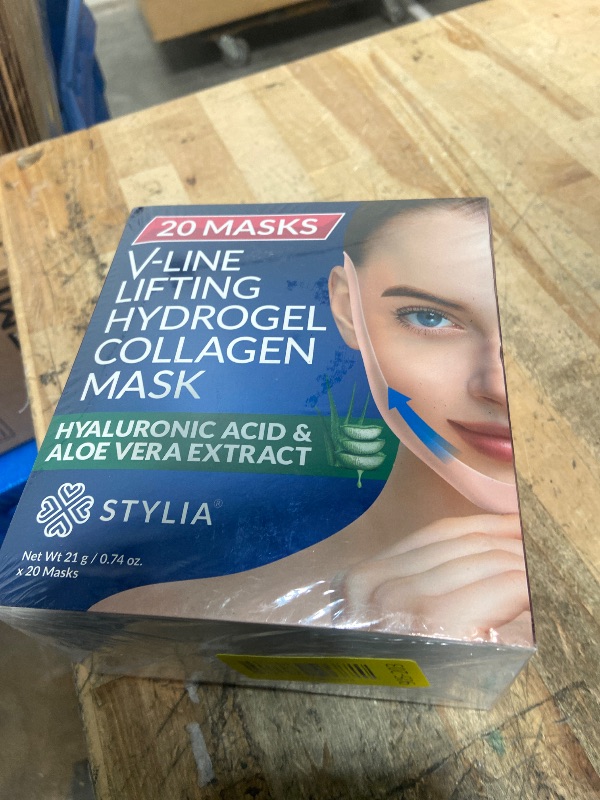 Photo 1 of **FACTORY SEALED** STYLIA V Line Lifting Collagen Face Mask - Lift, Firm & Contour Jawline - Double Chin Strap with Hyaluronic Acid & Aloe Vera - Hydrating Neck & Face Tightening Mask - Chin Strap for Sleeping - 20PC